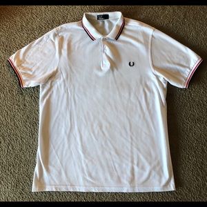 Fred Perry Polo, Size XL (White/Navy Blue/Red)